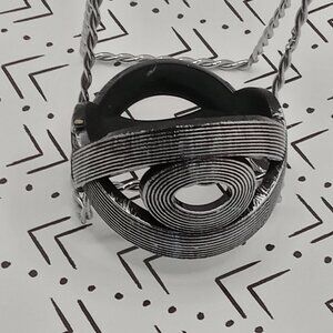 Braided BRACELET Snap On Cuff Plastic Bangle Swirls EYE Shape Silver Stripe